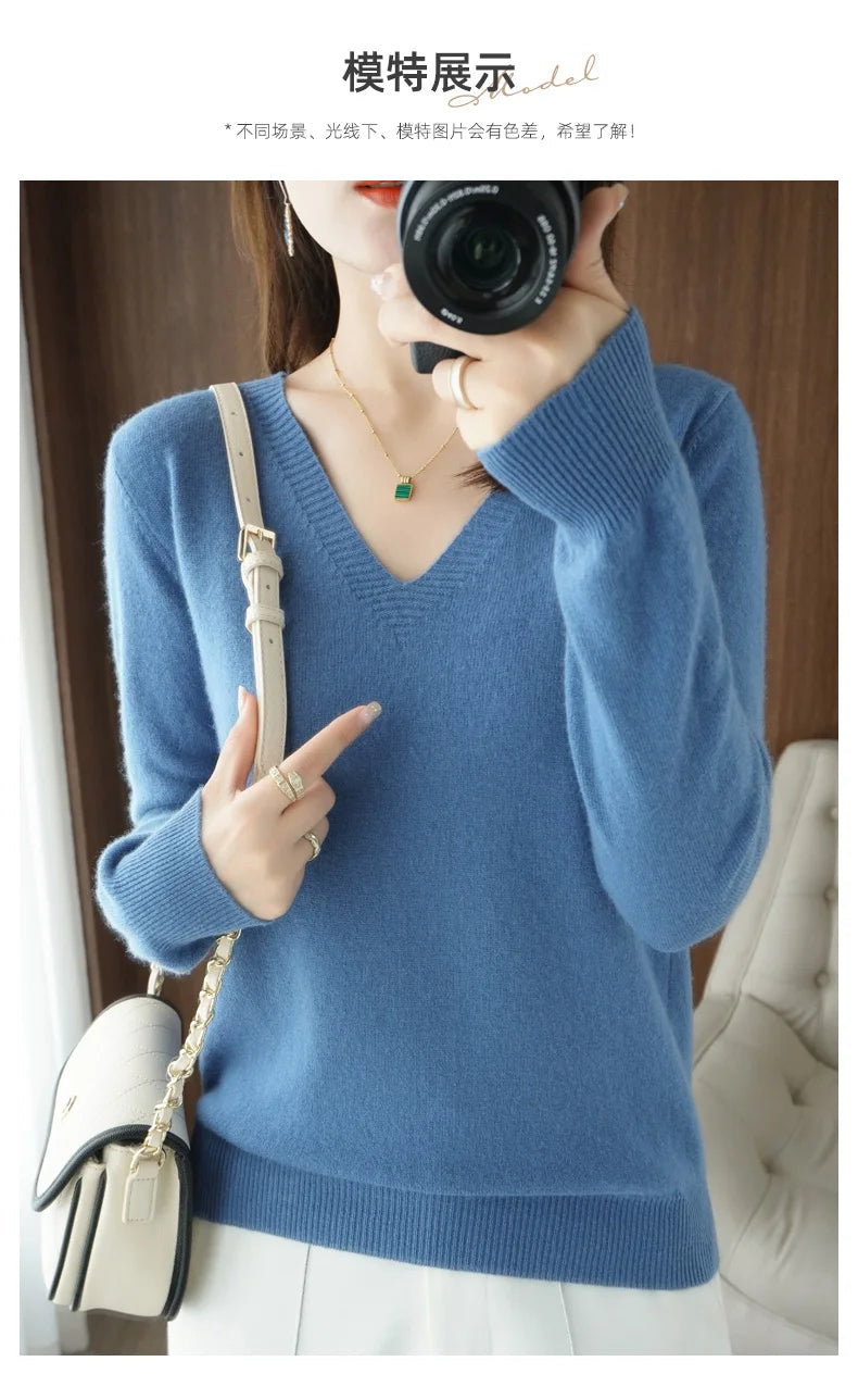 V-Neck Lace Pullover Sweater