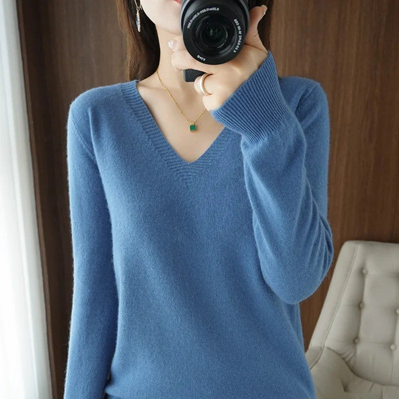 V-Neck Lace Pullover Sweater