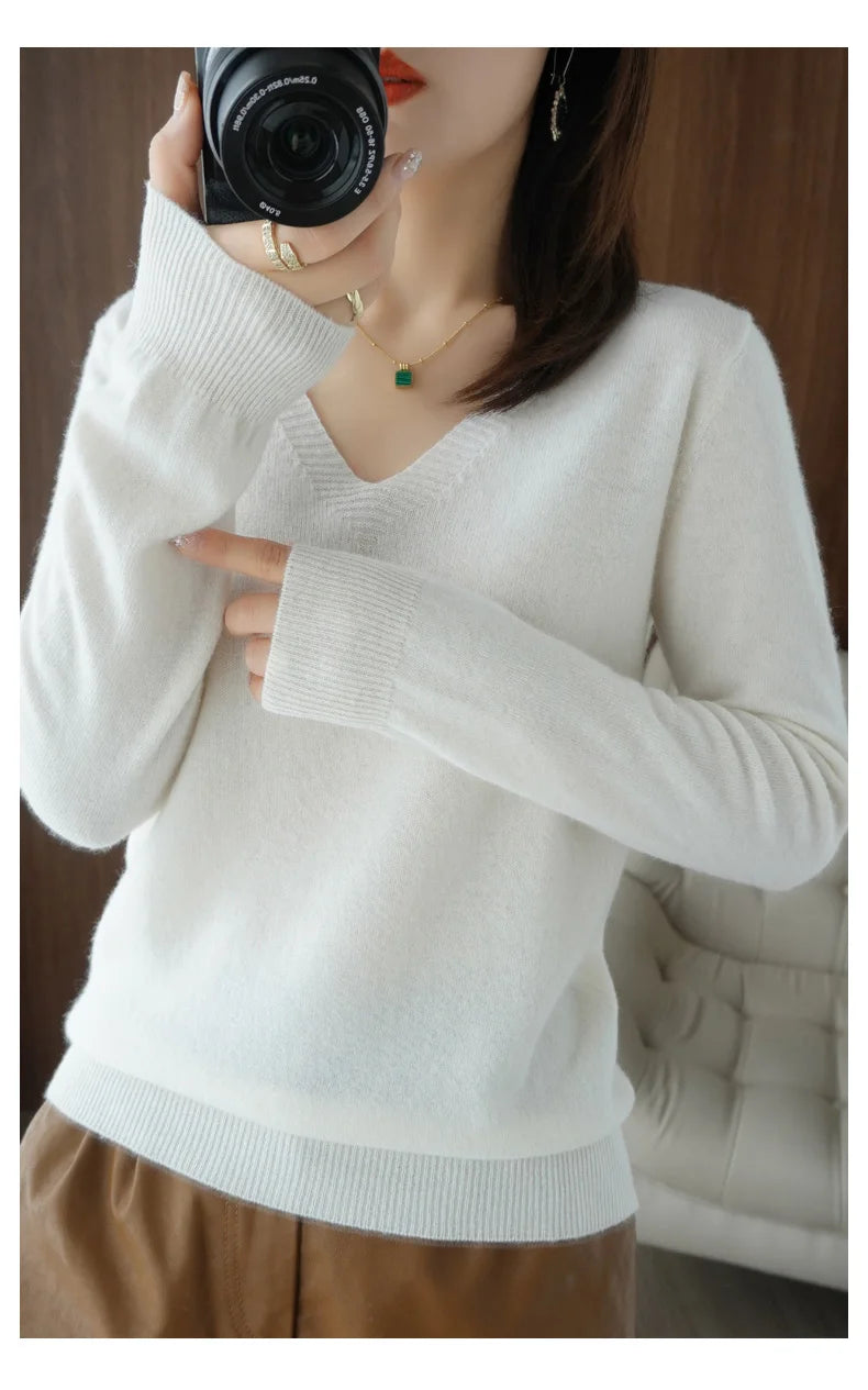 V-Neck Lace Pullover Sweater