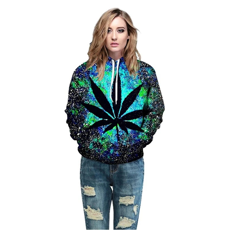 3D Weed Leaf Print Hoodie