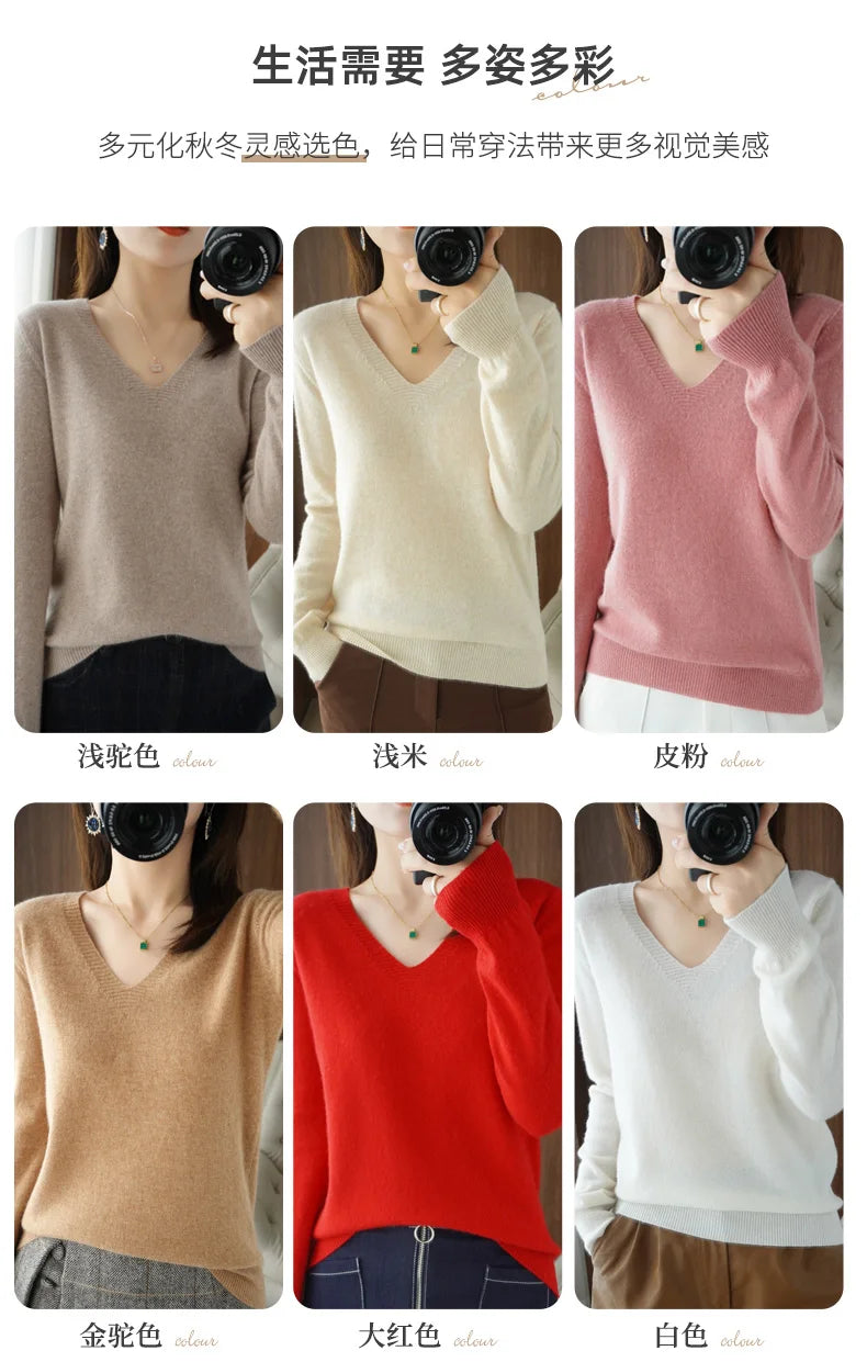 V-Neck Lace Pullover Sweater