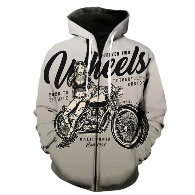 Moto Zipper Vintage Hoodie