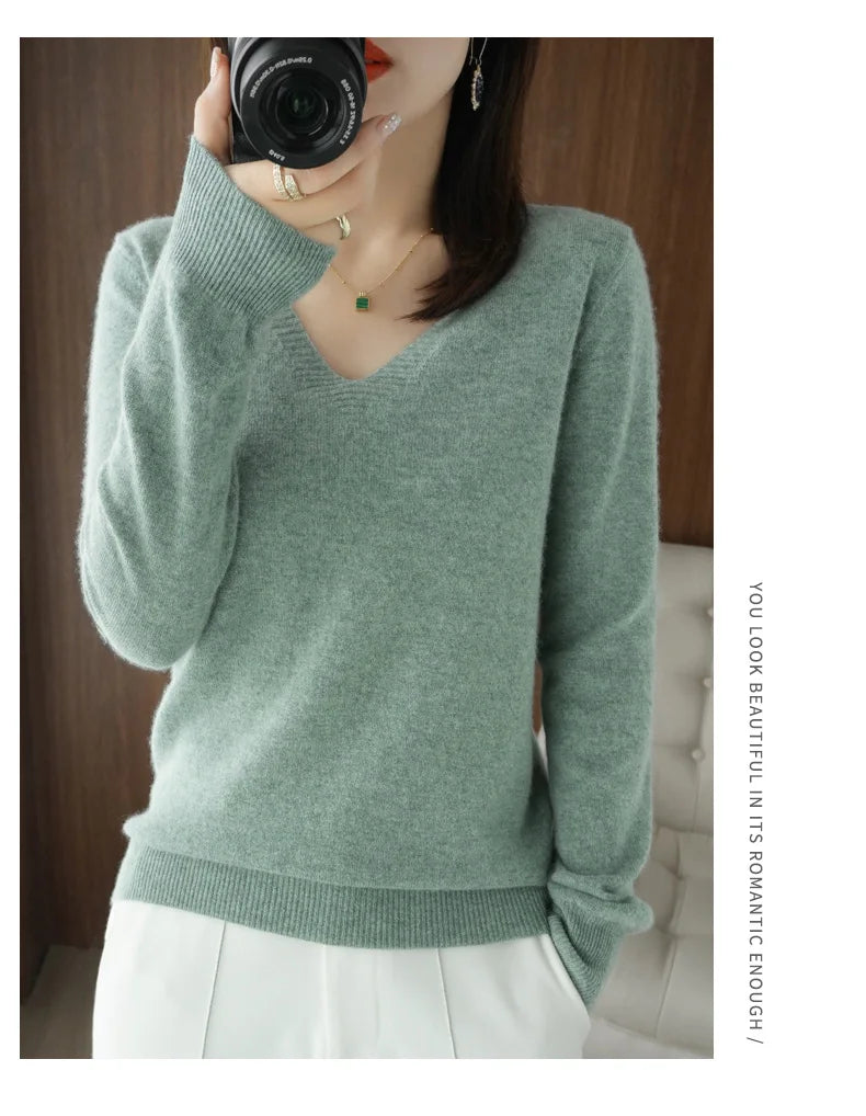 V-Neck Lace Pullover Sweater