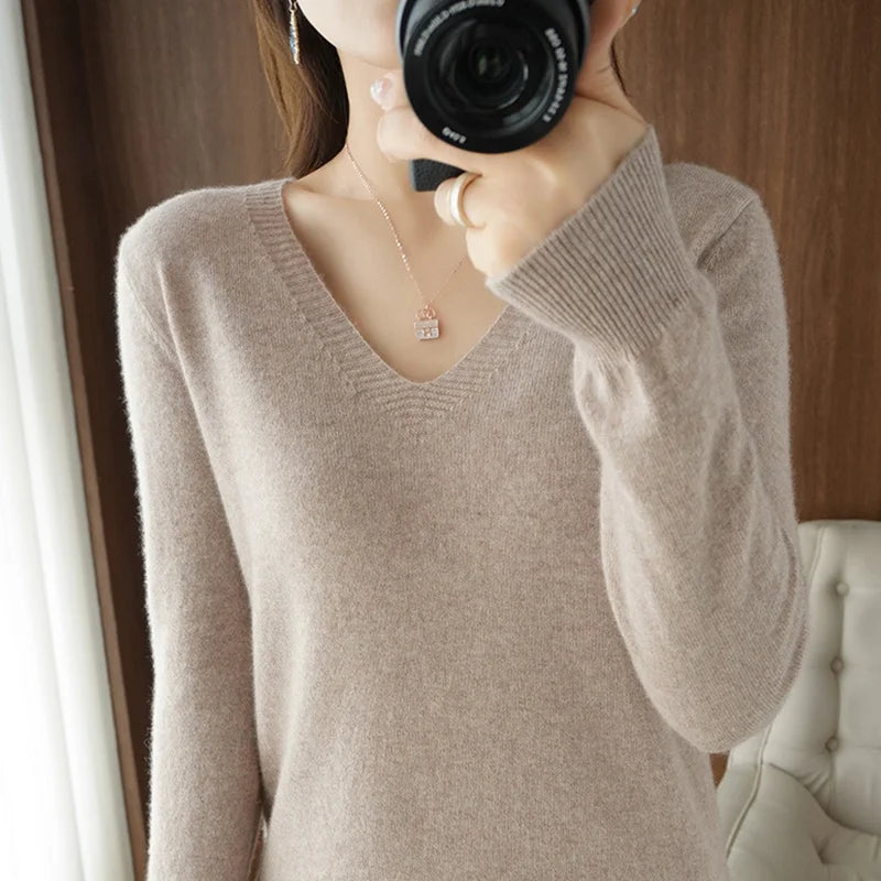 V-Neck Lace Pullover Sweater