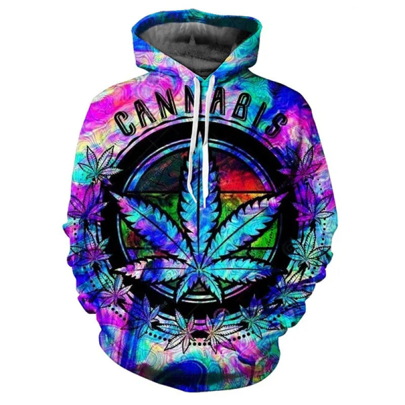 3D Weed Leaf Print Hoodie