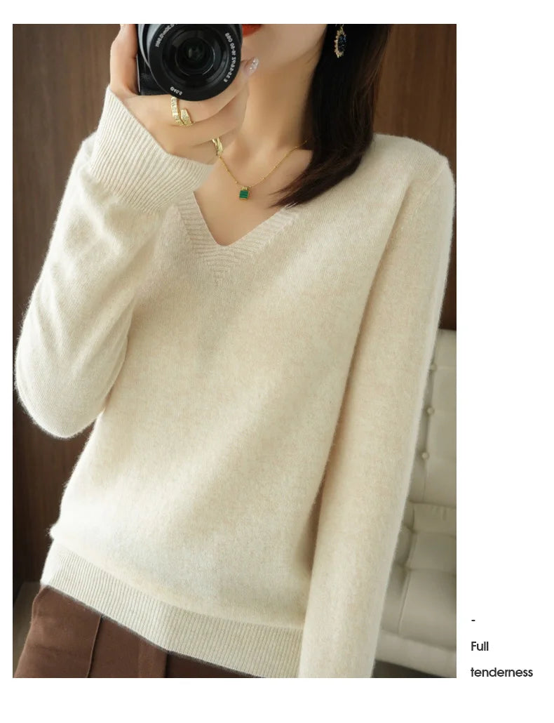 V-Neck Lace Pullover Sweater