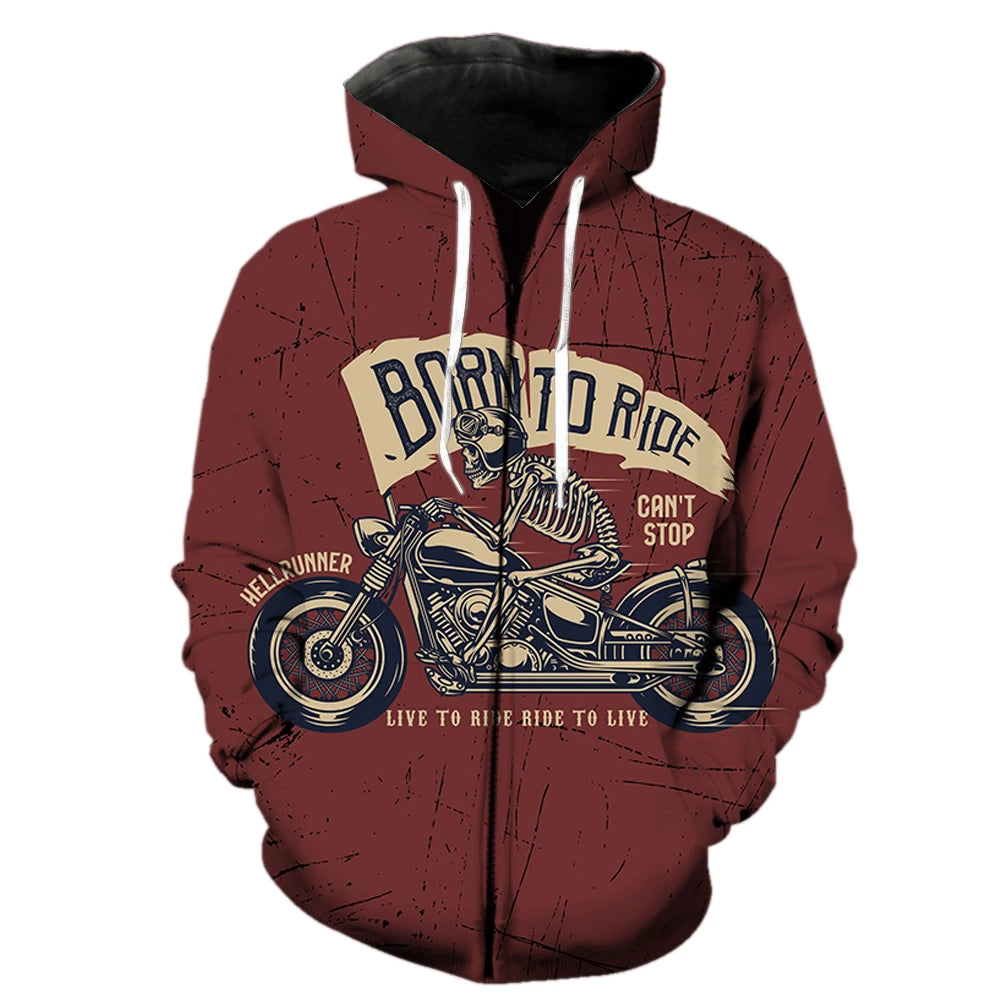 Moto Zipper Vintage Hoodie