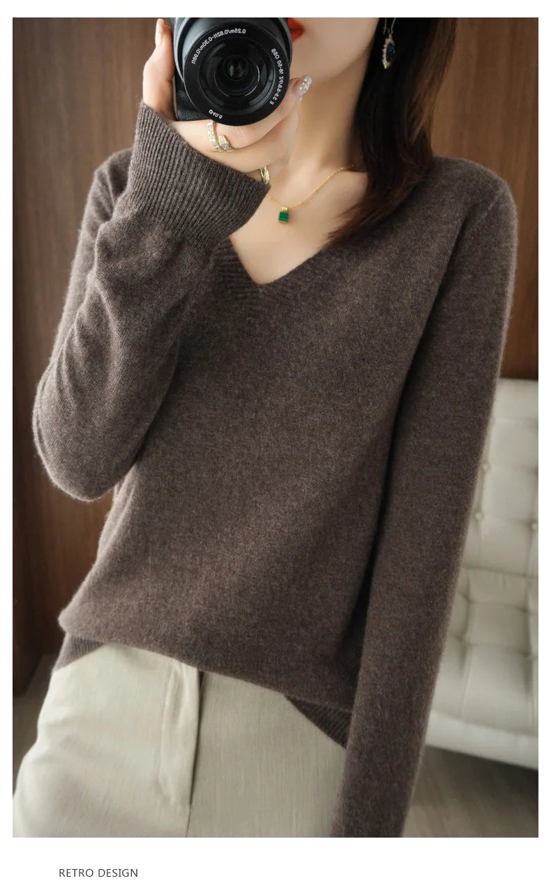 V-Neck Lace Pullover Sweater