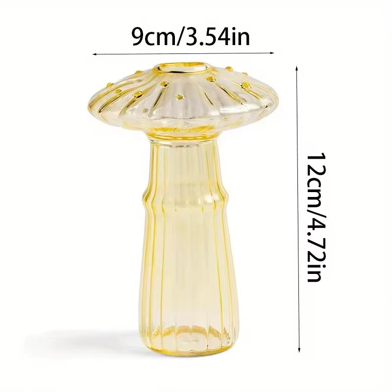 Colourful Mushroom Vase Creative Hydroponic Transparent Glass Aromatherapy Vase Living Room Dining Room Desktop Art Decoration